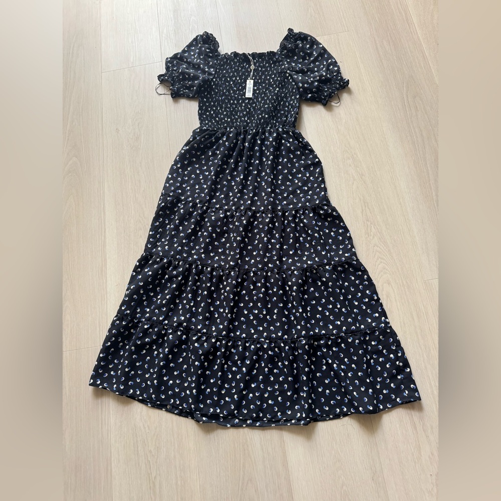Max studio Chic Black Dress with White Pattern size large NWT - Picture 3 of 10